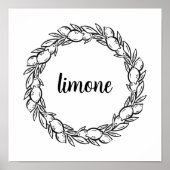 Hand-Drawn Mediterranean Lemon Wreath Art Poster (Vorne)