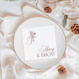 Hand Drawn Merry & Bright Christmas Holiday Party Serviette