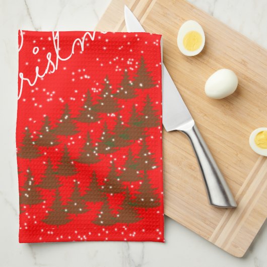 Hand-Drawn Merry Christmas Geschirrtuch (Viertel Falte)