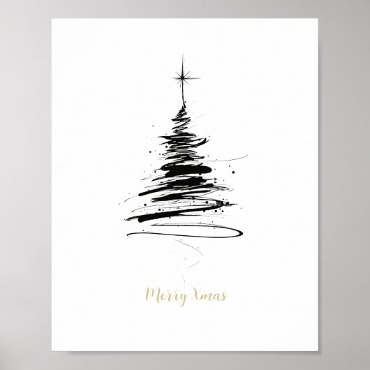 Hand-Drawn Merry Christmas Tree Poster (Vorne)