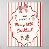 Hand Drawn Merry Little Cocktail Christmas Bar Poster (Vorne)