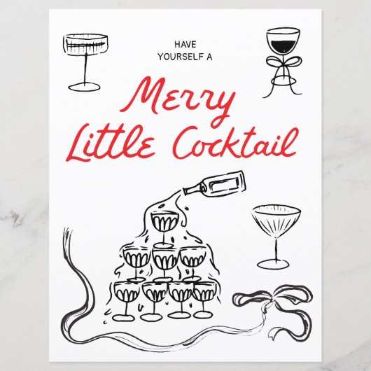 Hand Drawn Merry Little Cocktail Weihnachten Bar (Vorderseite)