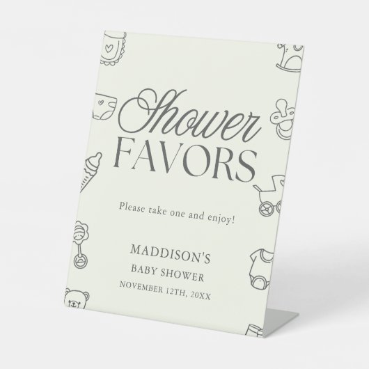 Hand Drawn Minimalist Baby Shower Favors Sockelschild (Vorderseite)