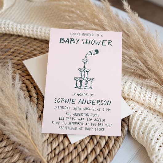 Hand Drawn Minimalist Baby Shower Party  Einladung