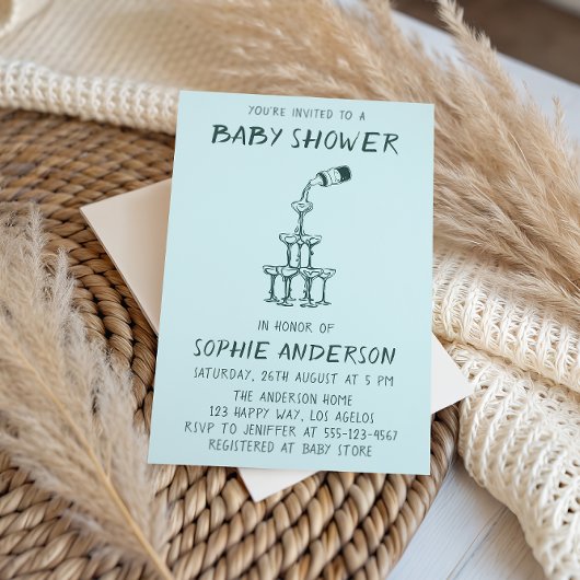 Hand Drawn Minimalist Baby Shower Party  Einladung