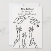 Hand Drawn Minimalist Black White Graduation Party Einladung (Rückseite)