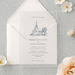Hand Drawn Minimalist Church Venue, Wedding Acryleinladungen