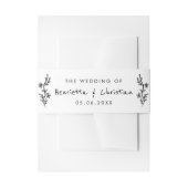 Hand Drawn Minimalist Floral Black White wedding Einladungsbanderole (Vorderseite Beispiel)