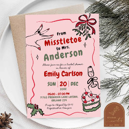 Hand Drawn Misstletoe an Frau Bow Brautparty Einladung