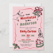 Hand Drawn Misstletoe an Frau Bow Brautparty Einladung (Vorderseite)