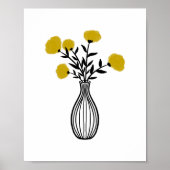 Hand-Drawn Mixed Media Flowers in Vase Poster (Vorne)