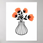 Hand-Drawn Mixed Media Vase and Orange Florals Poster (Vorne)
