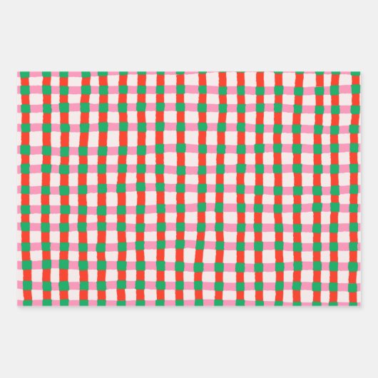 Hand Drawn Modern Christmas Plaids Geschenkpapier Set (Vorderseite 3)
