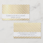 HAND DRAWN Moderne rustikale Streifen Muster Goldf Visitenkarte (Vorne/Hinten)