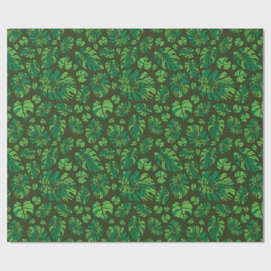 Hand Drawn Monstera Leaf Array Geschenkpapier (Flach)