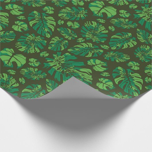 Hand Drawn Monstera Leaf Array Geschenkpapier (Ecke)