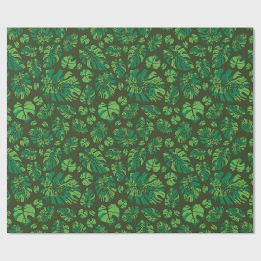 Hand Drawn Monstera Leaf Array Geschenkpapier (Flach)