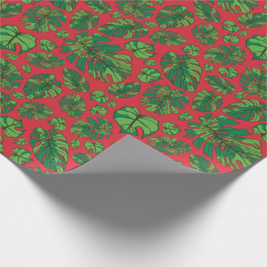 Hand Drawn Monstera Leaf Array Geschenkpapier (Ecke)