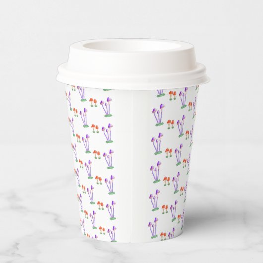 Hand-Drawn Mushroom Paper Cups Pappbecher (Rechts)
