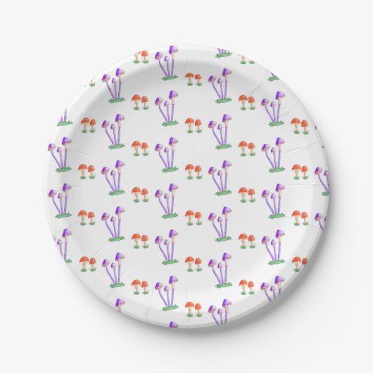 Hand-Drawn Mushroom Plates Pappteller (Vorderseite)