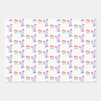Hand-Drawn Mushroom Wrapping Paper Geschenkpapier Set