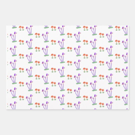 Hand-Drawn Mushroom Wrapping Paper  Geschenkpapier Set (Vorderseite)