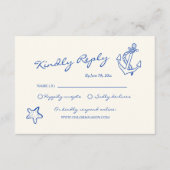 Hand Drawn Nautical Wedding RSVP Begleitkarte (Vorderseite)