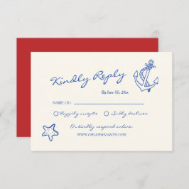 Hand Drawn Nautical Wedding RSVP Begleitkarte