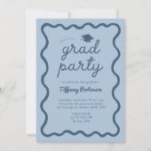 Hand Drawn Navy Graduation Party Invitation Einladung (Vorderseite)