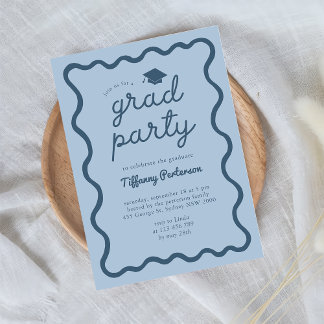 Hand Drawn Navy Graduation Party Invitation Einladung