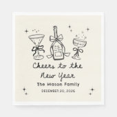 Hand Drawn New Year's Eve Party Napkins Serviette (Vorderseite)