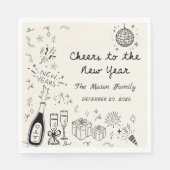 Hand Drawn New Year's Eve Party Napkins Serviette (Vorderseite)