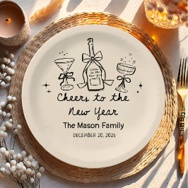 Hand Drawn New Year's Eve Party Paper Plates  Pappteller
