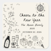 Hand Drawn New Year's Eve Party Sticker (Vorderseite)
