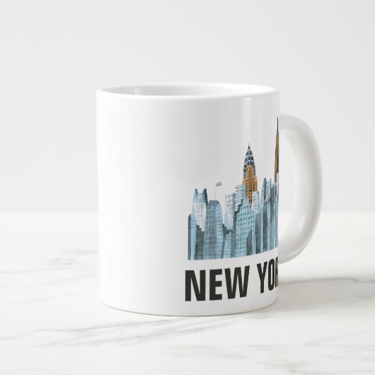 Hand Drawn New York City, NY Jumbo-Tasse (Vorderseite Rechts)