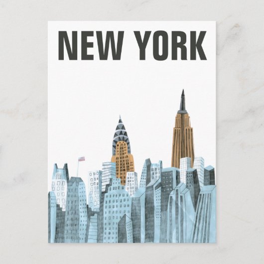 Hand Drawn New York City, NY Postkarte (Vorderseite)