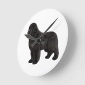 Hand Drawn Newfoundland Dog Artwork Runde Wanduhr (Winkel)