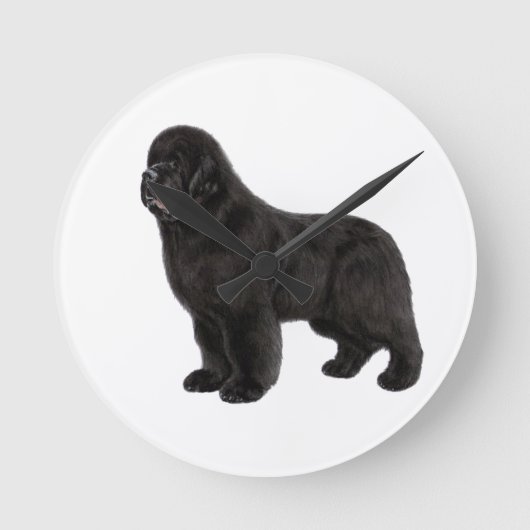 Hand Drawn Newfoundland Dog Artwork Runde Wanduhr (Vorderseite)
