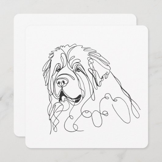 Hand Drawn Newfoundland Minimalist Line Art Einladung (Vorne/Hinten)