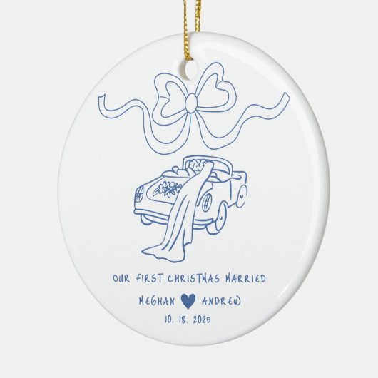 Hand Drawn Newlyred Weihnachten Keramik Ornament (Links)