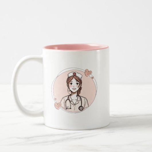 Hand Drawn Nurse Mug Personalized Gift Zweifarbige Tasse (Links)