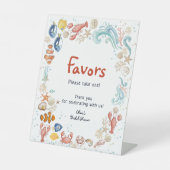 Hand-drawn ocean She Is Catch Bridal Shower Favor  Sockelschild (Vorderseite)