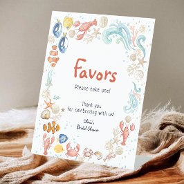 Hand-drawn ocean She Is Catch Bridal Shower Favor  Sockelschild