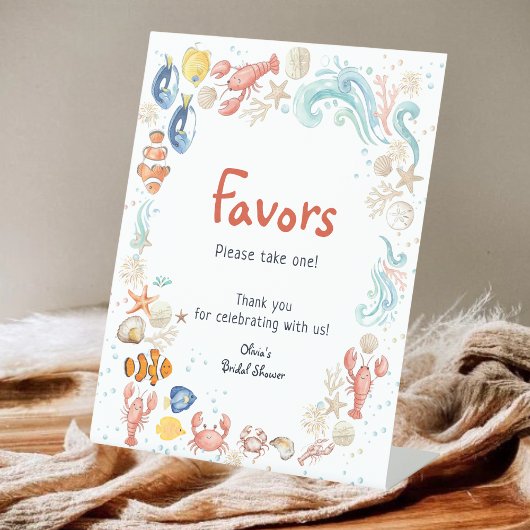 Hand-drawn ocean She Is Catch Bridal Shower Favor  Sockelschild