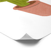 Hand-Drawn Oil Pastel Potted Cactus Art Poster (Ecke)