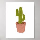 Hand-Drawn Oil Pastel Potted Cactus Art Poster (Vorne)
