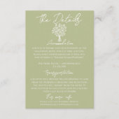 Hand Drawn Olive Green Floral Wedding Details Begleitkarte (Vorderseite)