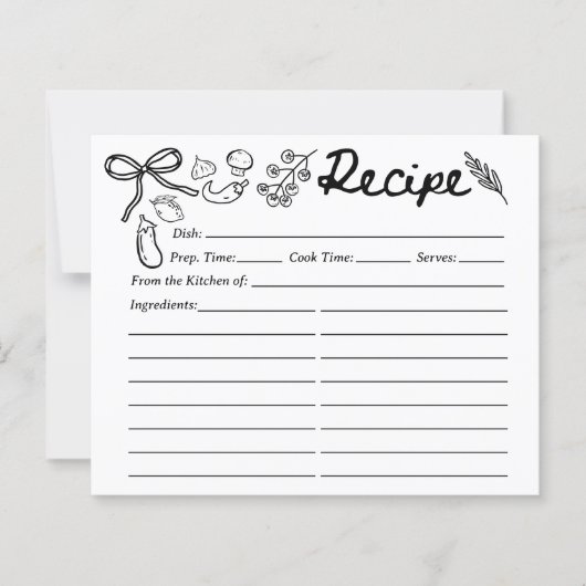 Hand Drawn Organic vegetables Recipe Card (Vorderseite)