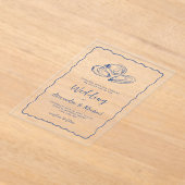 Hand Drawn Oysters Coastal Navy Blue Wedding Acryleinladungen (Ablage )