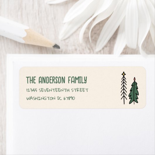 Hand Drawn Painted Abstract Christmas Tree Address (Insitu)